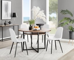 Adley Brown Wood Storage Dining Table & 4 Corona Black Leg Chairs - thumbnail 1