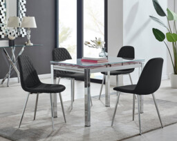 Enna White Glass Extending Dining Table and 4 Corona Silver Leg Chairs - thumbnail 2