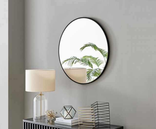 Emma Black Round Wall Mirror 80cm - image 1