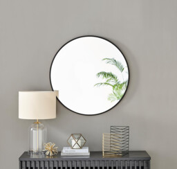 Emma Black Round Wall Mirror 80cm - thumbnail 3