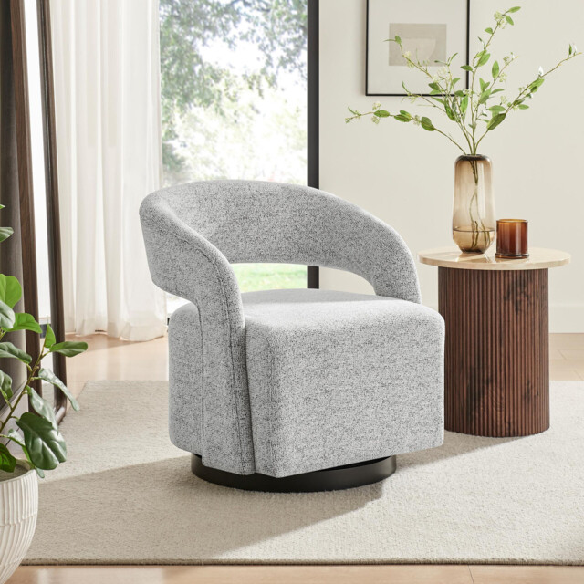 Odessa Grey Fabric Swivel Accent Chair - image 1