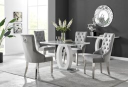 Giovani 4 Grey Dining Table & 4 Velvet Belgravia Chairs