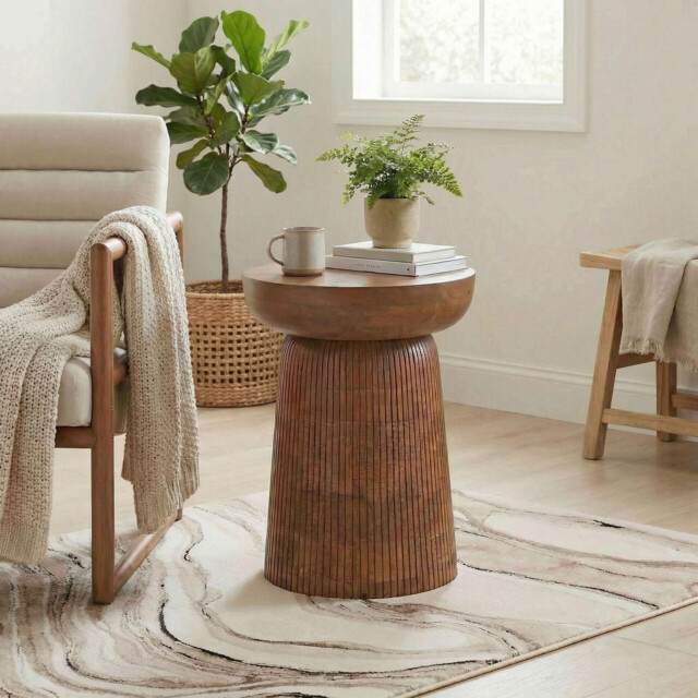 Jura Round Walnut Wood Side Table - image 1