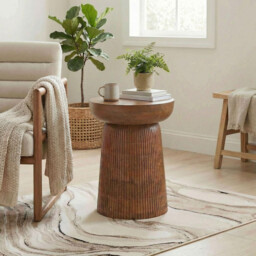 Jura Round Walnut Wood Side Table - thumbnail 1
