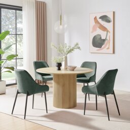 Penrose Oak Round Dining Table & 4 Beaumont Chairs - thumbnail 1