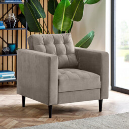 Jolene Mink Light Grey Velvet Armchair
