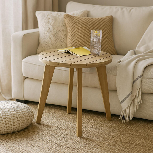 Iko Wood Round Indoor / Outdoor Side Table - image 1