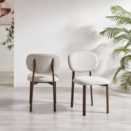 2x Mirelle Grey / Beige Fabric Dining Chairs Bronze Legs - thumbnail 3