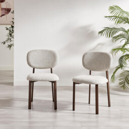 2x Mirelle Grey / Beige Fabric Dining Chairs Bronze Legs - thumbnail 2