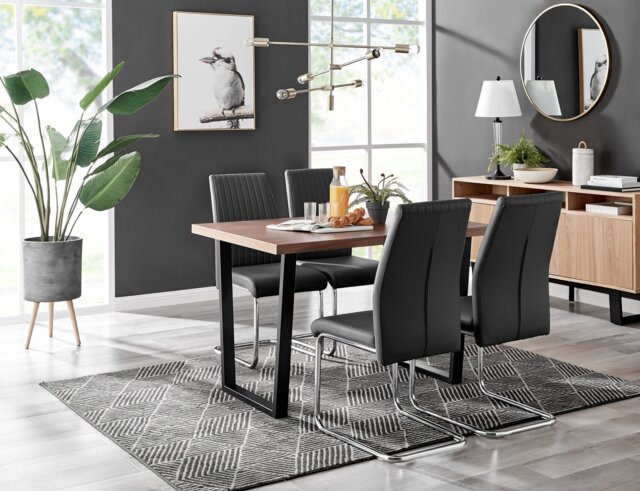 Kylo Brown Wood Effect Dining Table & 4 Lorenzo Chairs - image 1