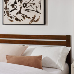 Declan Walnut Solid Pine Double Bed Frame - thumbnail 3