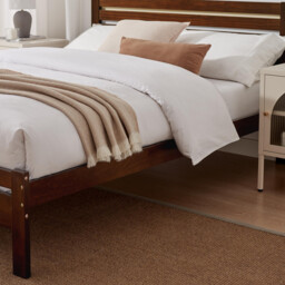 Declan Walnut Solid Pine Double Bed Frame - thumbnail 4