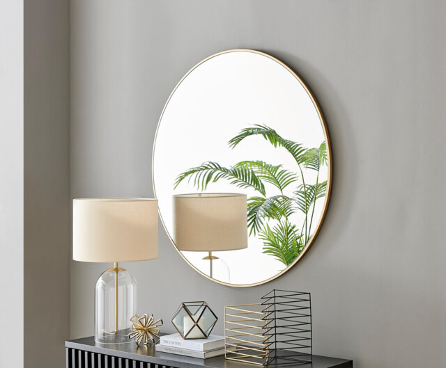 Emma Gold Large Round Wall Mirror 100cm - image 1
