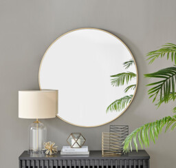 Emma Gold Large Round Wall Mirror 100cm - thumbnail 3