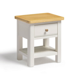 Belle 1 Drawer Solid Oak Wood and Cream Bedside Table - thumbnail 2