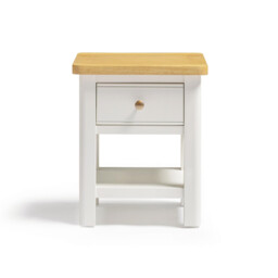 Belle 1 Drawer Solid Oak Wood and Cream Bedside Table - thumbnail 3