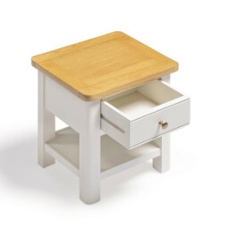 Belle 1 Drawer Solid Oak Wood and Cream Bedside Table - thumbnail 4