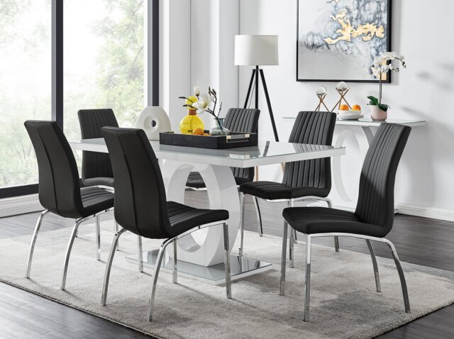 Giovani 6 Grey Dining Table & 6 Isco Chairs - image 1
