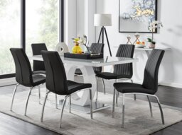 Giovani 6 Grey Dining Table & 6 Isco Chairs - thumbnail 1