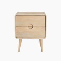 Denali 2 Drawer Rectangle White Oak Wood Bedside Table - thumbnail 3