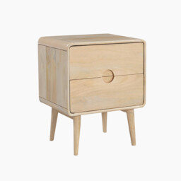 Denali 2 Drawer Rectangle White Oak Wood Bedside Table - thumbnail 2