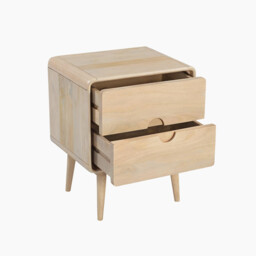 Denali 2 Drawer Rectangle White Oak Wood Bedside Table - thumbnail 4