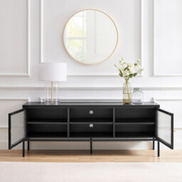 Kafe Black Metal 2 Door Storage TV Stand - thumbnail 3