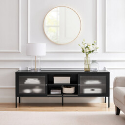 Kafe Black Metal 2 Door Storage TV Stand - thumbnail 2