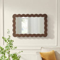 Wiggle Walnut Wood Medium Rectangle 90x60cm Wall Mirror - thumbnail 4