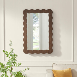Wiggle Walnut Wood Medium Rectangle 90x60cm Wall Mirror - thumbnail 2
