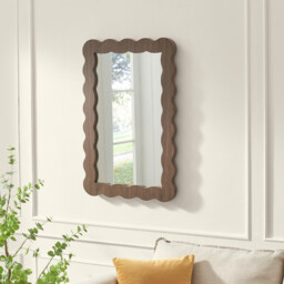 Wiggle Walnut Wood Medium Rectangle 90x60cm Wall Mirror - thumbnail 1