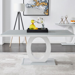 Giovani Rectangular Grey and White High Gloss Glass 6 Seater Large Dining Table - thumbnail 1