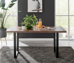 Kylo Brown Wood Effect Dining Table & 6 Calla Black Leg Chairs - thumbnail 3