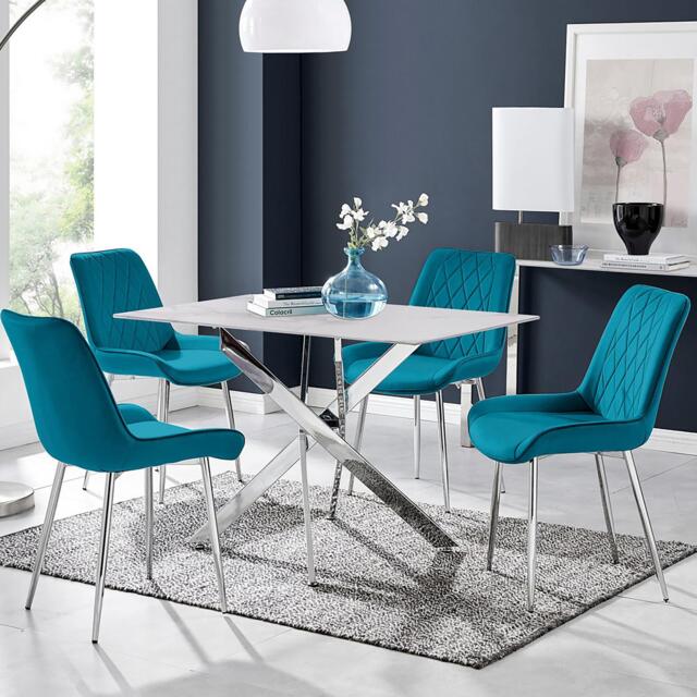 Leonardo 4 Table and 4 Pesaro Silver Leg Chairs - image 1