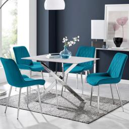 Leonardo 4 Table and 4 Pesaro Silver Leg Chairs - thumbnail 1