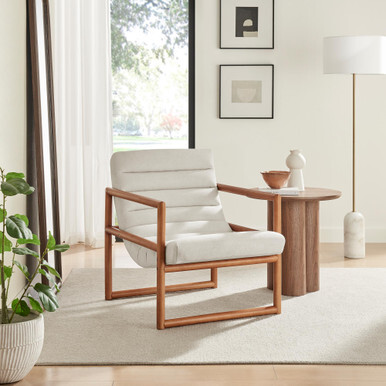 Cassia Beige Fabric Mid Century Modern Accent Chair - image 1