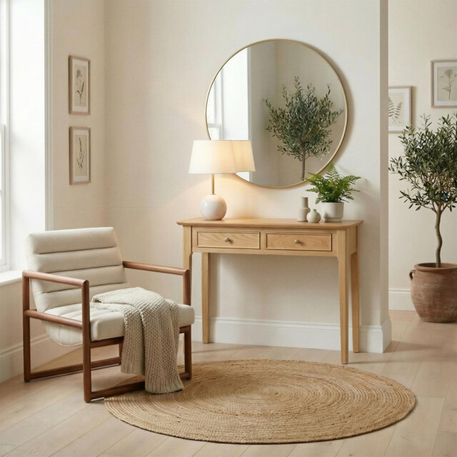 Belle 2 Drawer Solid Oak Wood Console Table - image 1