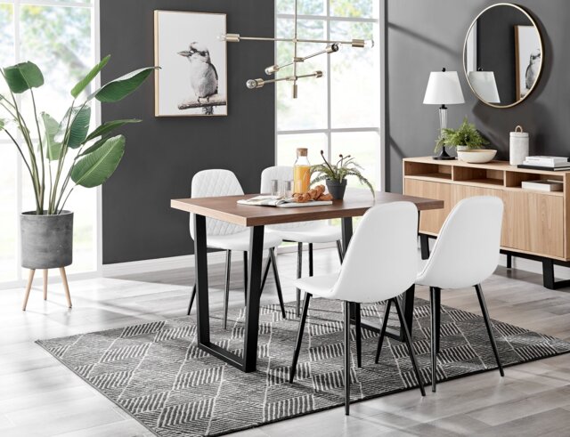 Kylo Brown Wood Effect Dining Table & 4 Corona Black Leg Chairs - image 1
