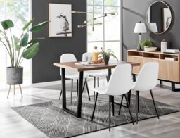 Kylo Brown Wood Effect Dining Table & 4 Corona Black Leg Chairs - thumbnail 1