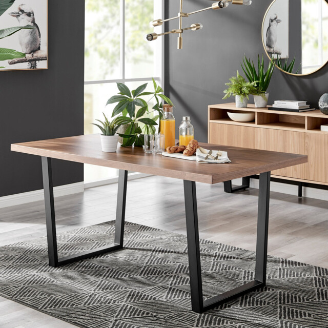 Kylo Rectangular Brown Wood Veneer 6 Seater Dining Table - image 1