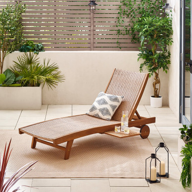 Nata Wood & Rattan Sun Lounger - image 1