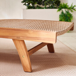 Nata Wood & Rattan Sun Lounger - thumbnail 3