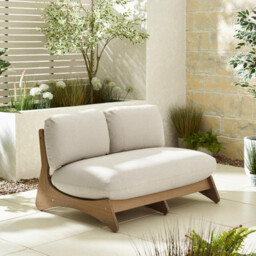 Iko Wood & Cream 2 Seat Garden Sofa