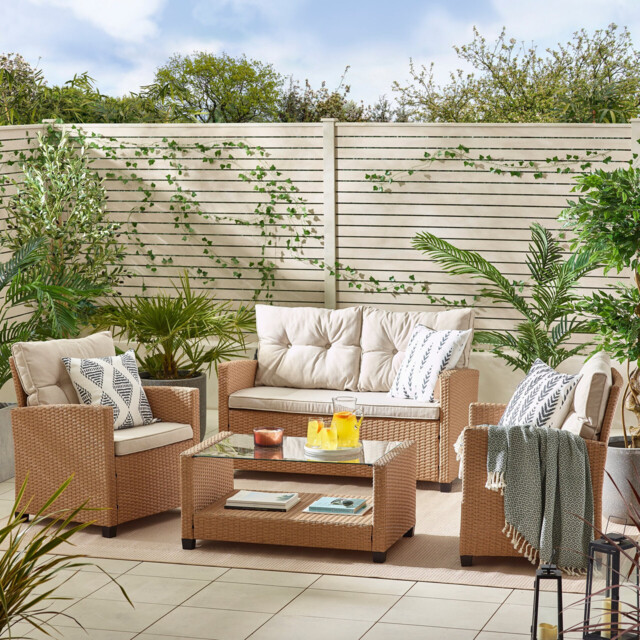 Arizona Beige Rattan 4 Seat Garden Sofa & Chairs Set - image 1