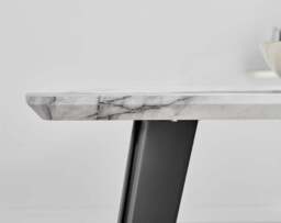 Furniturebox Andria Leg Marble Effect Dining Table and 6 Pesaro Leg Chairs, Engineered Wood/Metal/Velvet in Black - Size: 53x87x63 cm - thumbnail 5