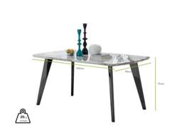 Furniturebox Andria Leg Marble Effect Dining Table and 6 Pesaro Leg Chairs, Engineered Wood/Metal/Velvet in Black - Size: 53x87x63 cm - thumbnail 7