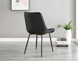 Furniturebox Andria Leg Marble Effect Dining Table and 6 Pesaro Leg Chairs, Engineered Wood/Metal/Velvet in Black - Size: 53x87x63 cm - thumbnail 9
