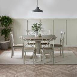 Padstow Grey Wooden Extending Dining Table & 6 Millford Chairs - thumbnail 1