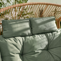 Beige Rattan & Green Garden Double Egg Chair Seat - thumbnail 4