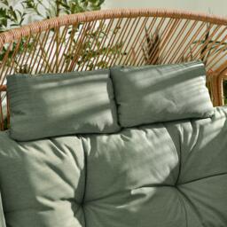 Furniturebox Beige & Green Garden Double Egg Chair Seat, Rattan in Beige/Green - Size: 146x136x85 cm - thumbnail 4